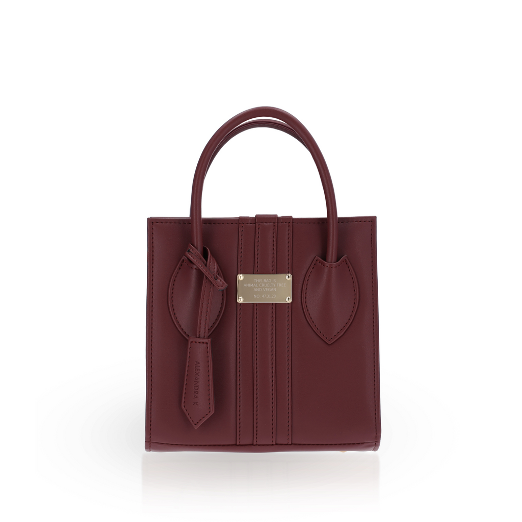 medium-sized burgundy handbag