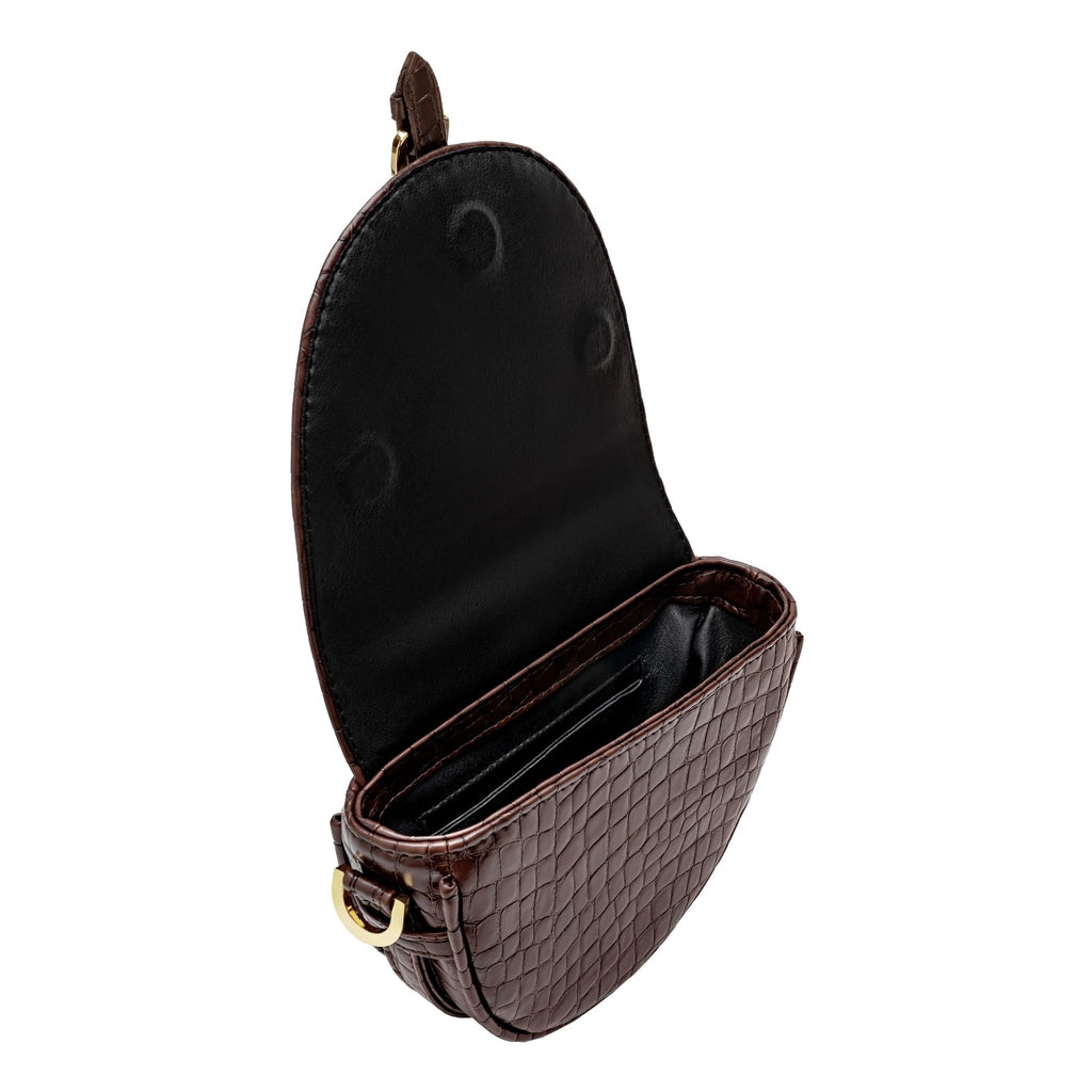  crescent handbag in dark brown inside