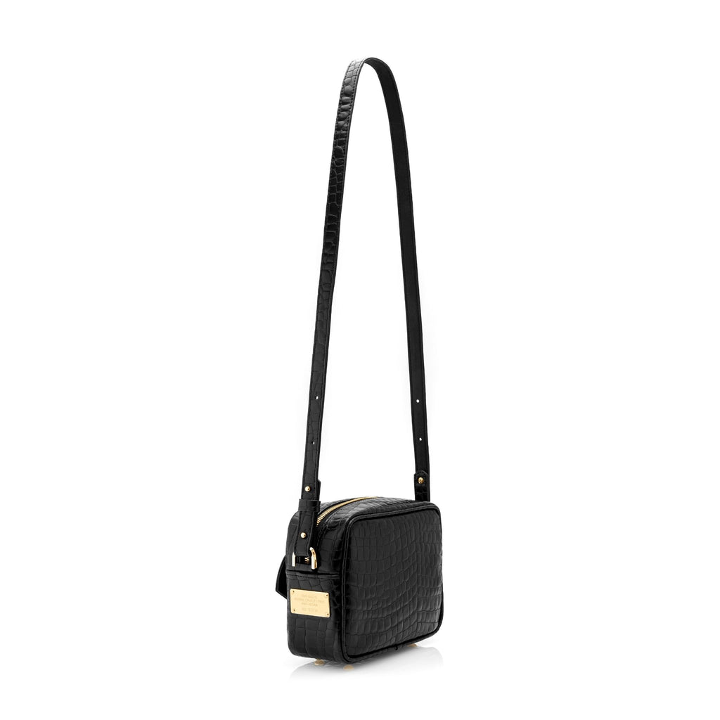 black croco women's handbag