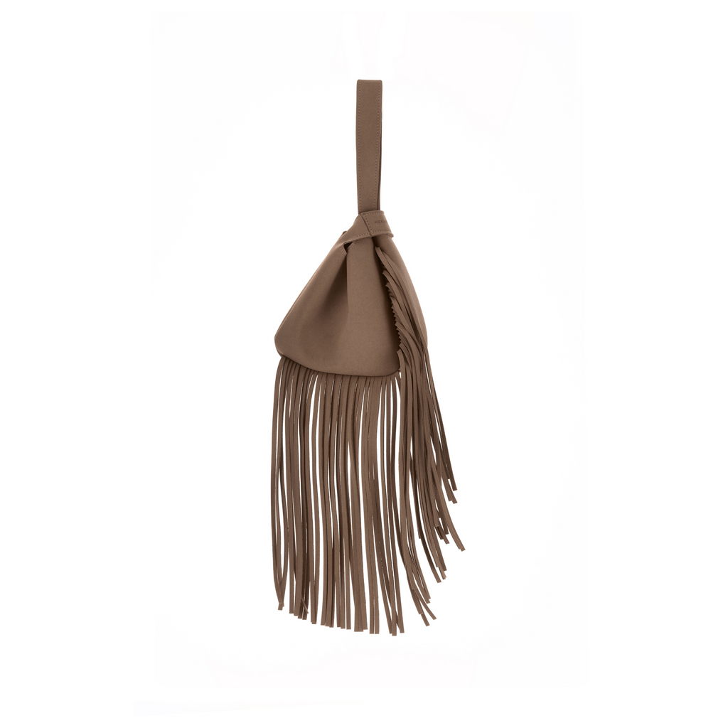  brown purse with tassels
