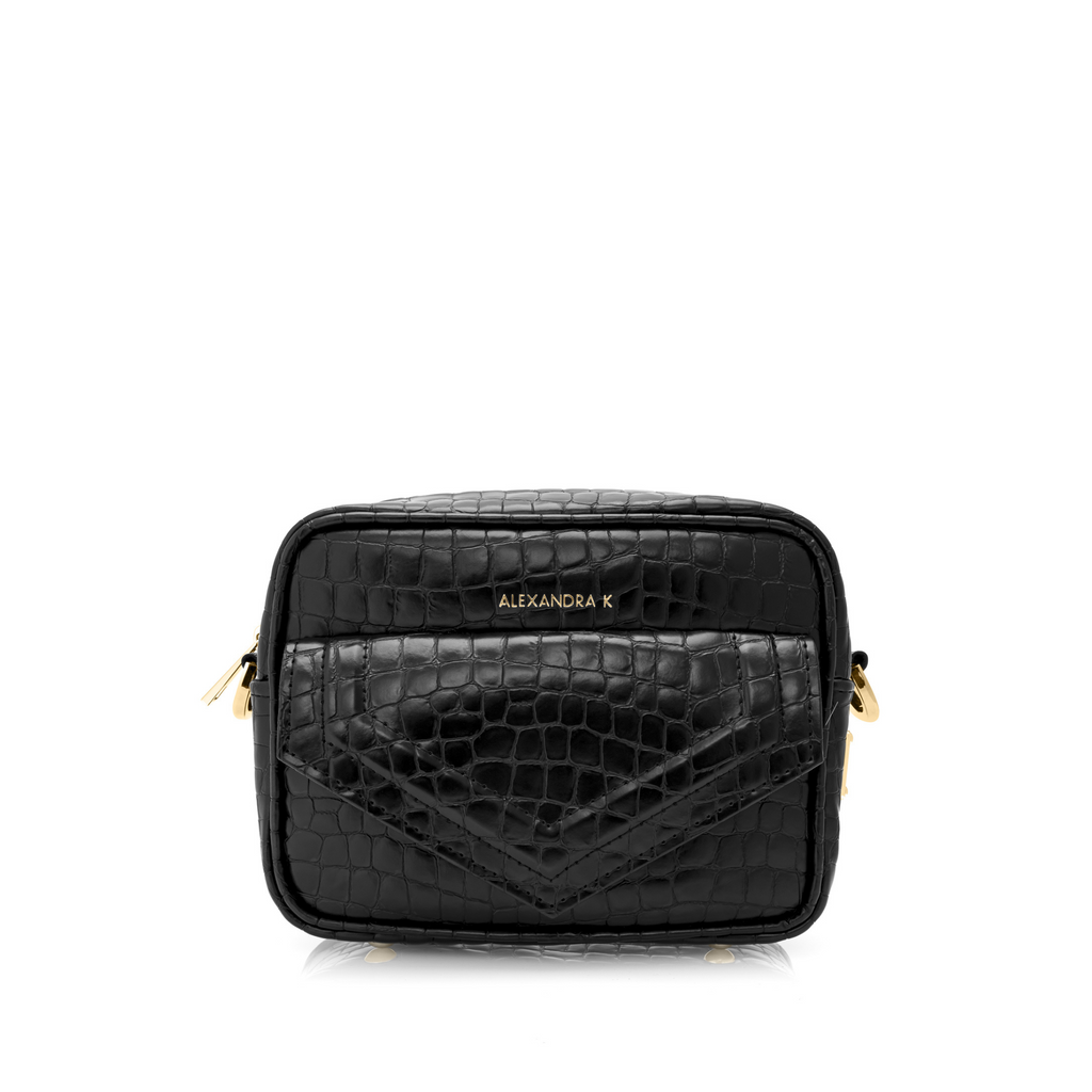 black croco women's handbag